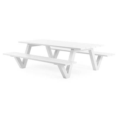 Norma picknicktafel in wit aluminium - L 240 x B 213 x H 74 cm