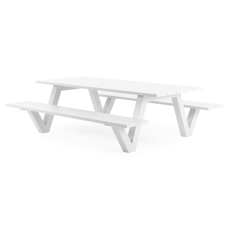 Norma picknicktafel in wit aluminium - L 240 x B 213 x H 74 cm