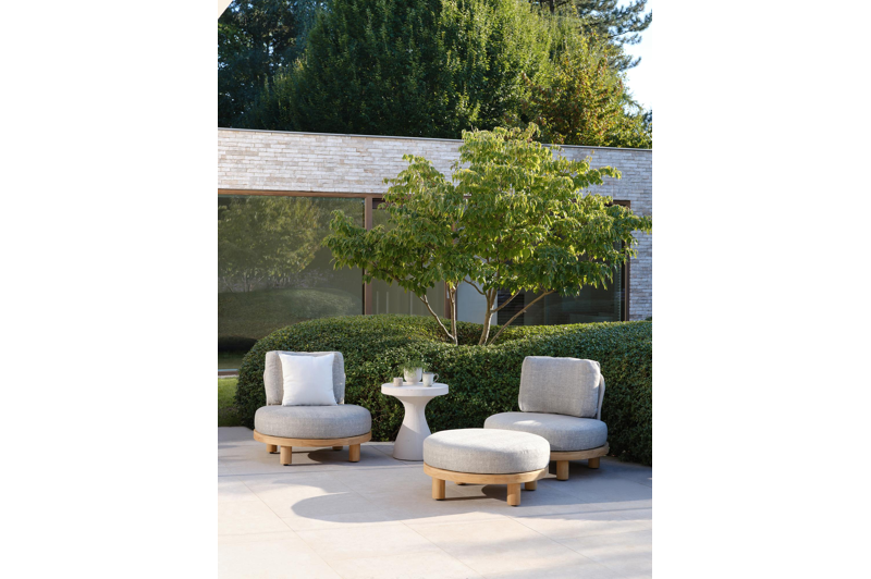 Lomo bijzettafel in beige beton - Dia. 50 x H 54 cm