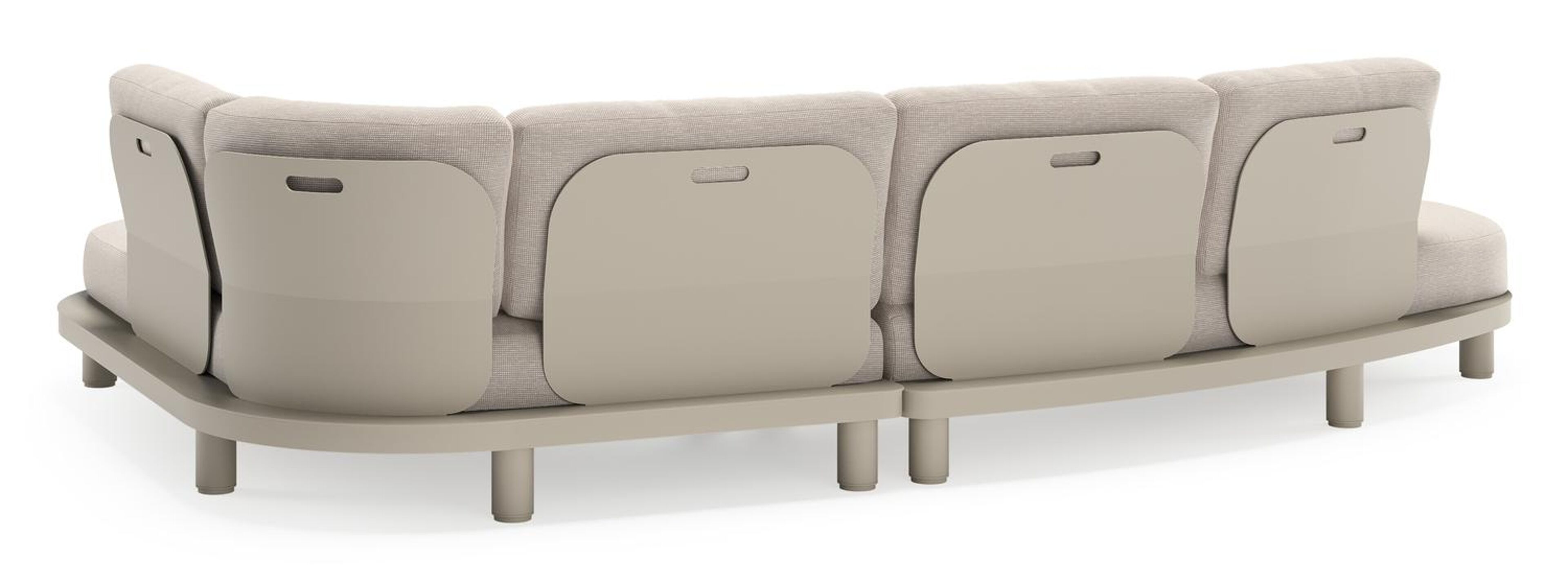 Donato loungehoek in beige aluminium met all weather sunbrella® luxe Slow Farafra kussen