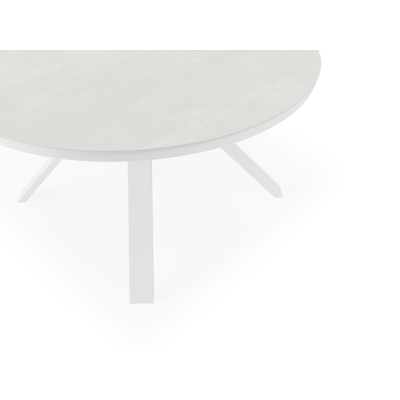 Table de jardin Cesano en aluminium blanc et céramique pleine new york - Dia. 148 x H 74,5 cm