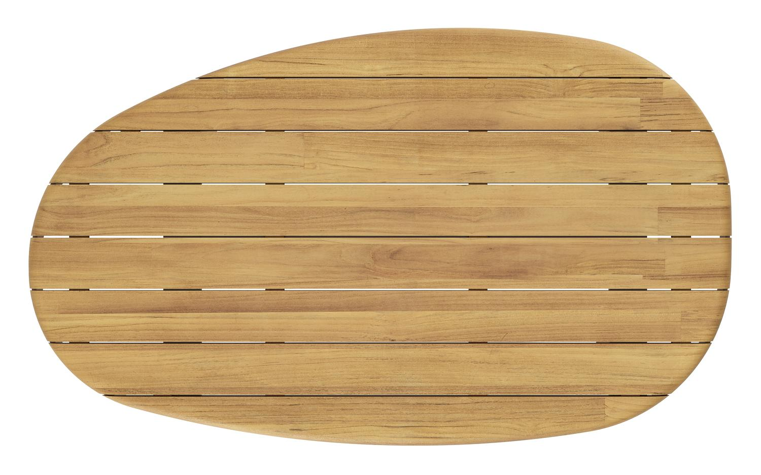 Table de basse Donato organique en aluminium beige et teck Naturel - Lg. 151 x Lrg. 90 x Haut. 24.5 cm