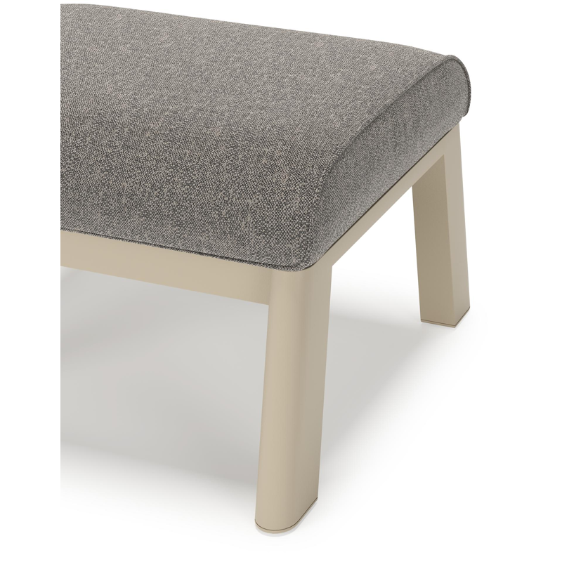 Cirello poef in beige aluminium met chartres drizzle all weather sunbrella® luxe kussen