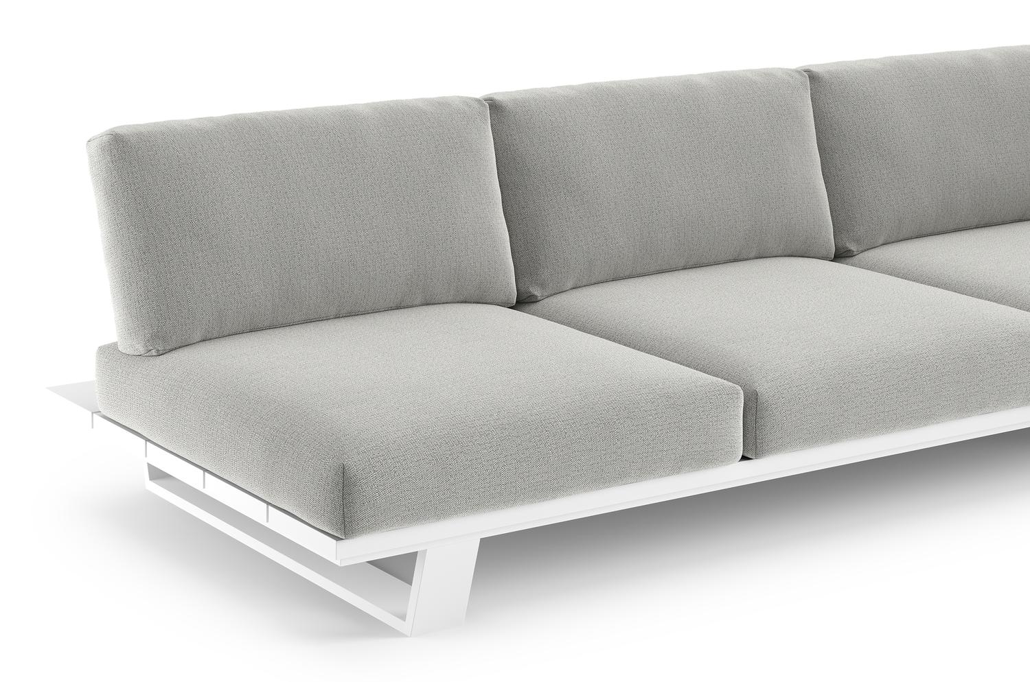 Pagino loungeset in wit aluminium met savane nimbus all weather sunbrella® luxe kussens