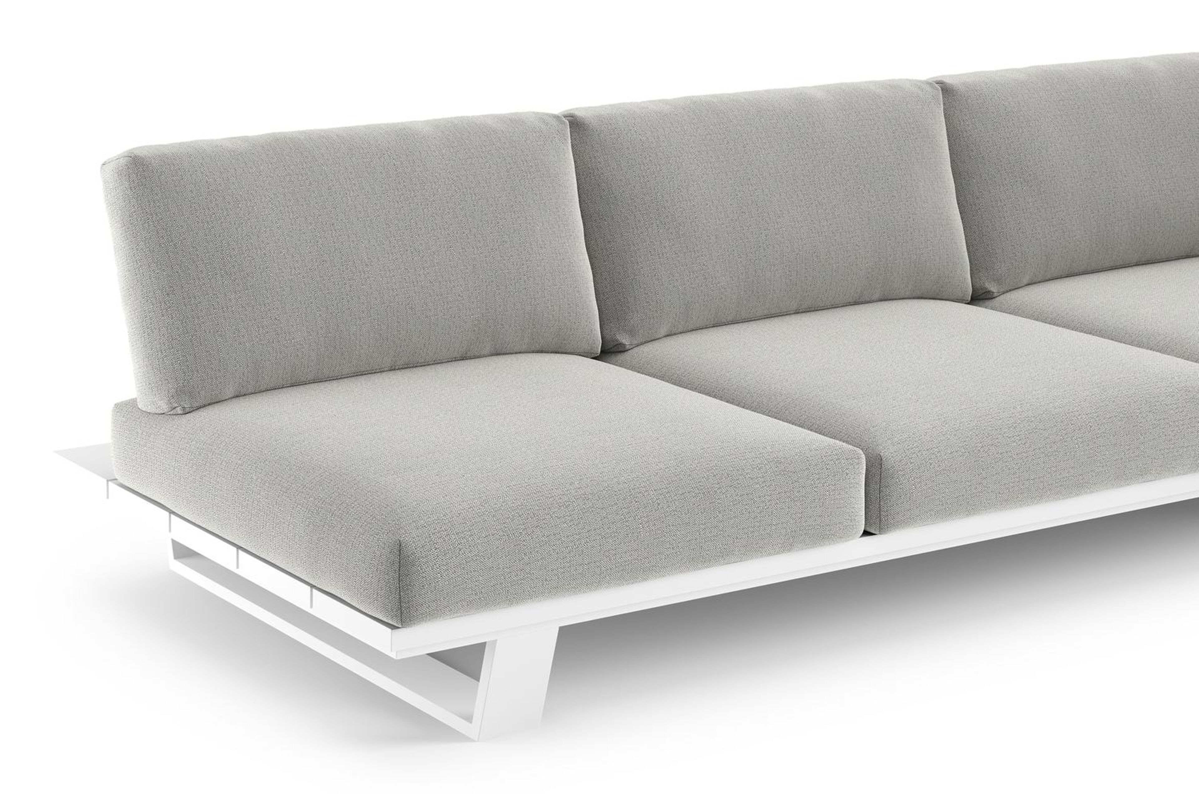 Pagino loungeset in wit aluminium met savane nimbus all weather sunbrella® luxe kussens