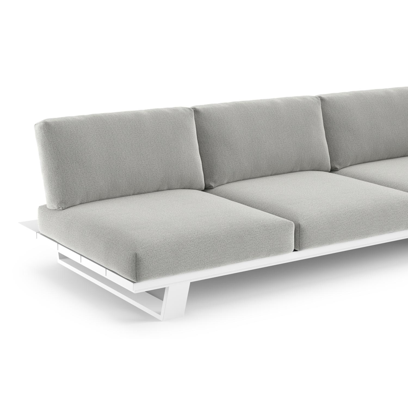 Pagino loungeset in wit aluminium met savane nimbus all weather sunbrella® luxe kussens