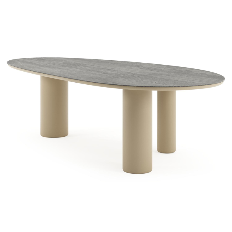 Amico tuintafel mango in beige aluminium en volkeramiek Aspen Grey - L 260 x B 130 x H 73.5 cm