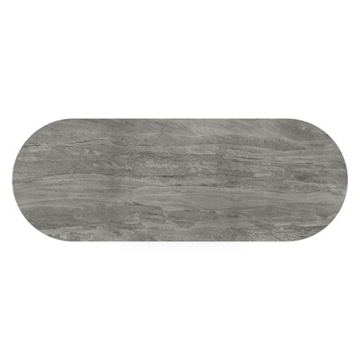 Organo tuintafel ovaal in zwart aluminium en volkeramiek aspen grey - L 300 x B 110 x H 74 cm