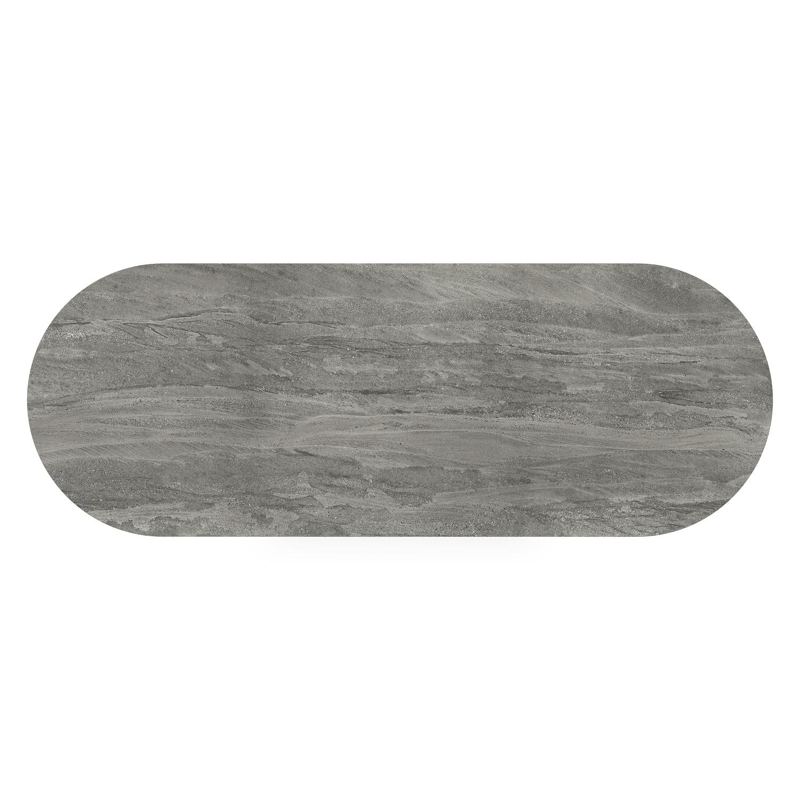 Organo tuintafel ovaal in zwart aluminium en volkeramiek aspen grey - L 300 x B 110 x H 74 cm