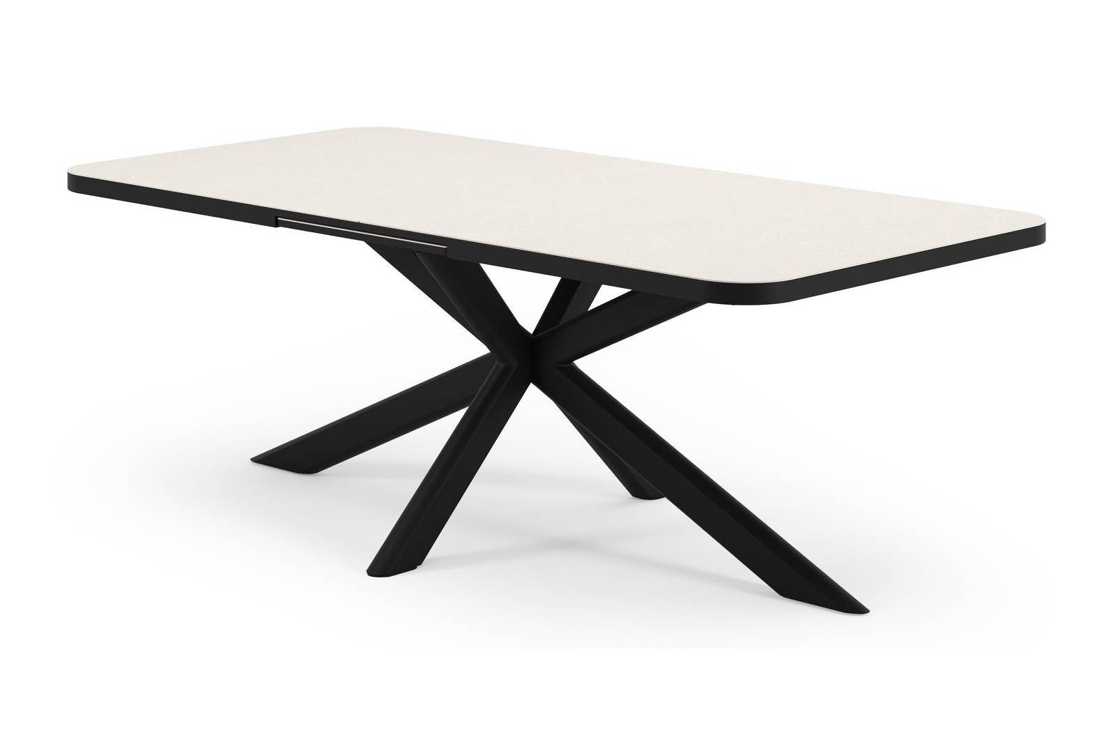 Estella tuintafel rechthoekig in zwart aluminium en Crema Minerale sintered stone - L 200 x B 100 x H 75.5 cm