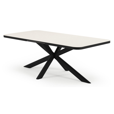 Estella tuintafel rechthoekig in zwart aluminium en Crema Minerale sintered stone - L 200 x B 100 x H 75.5 cm