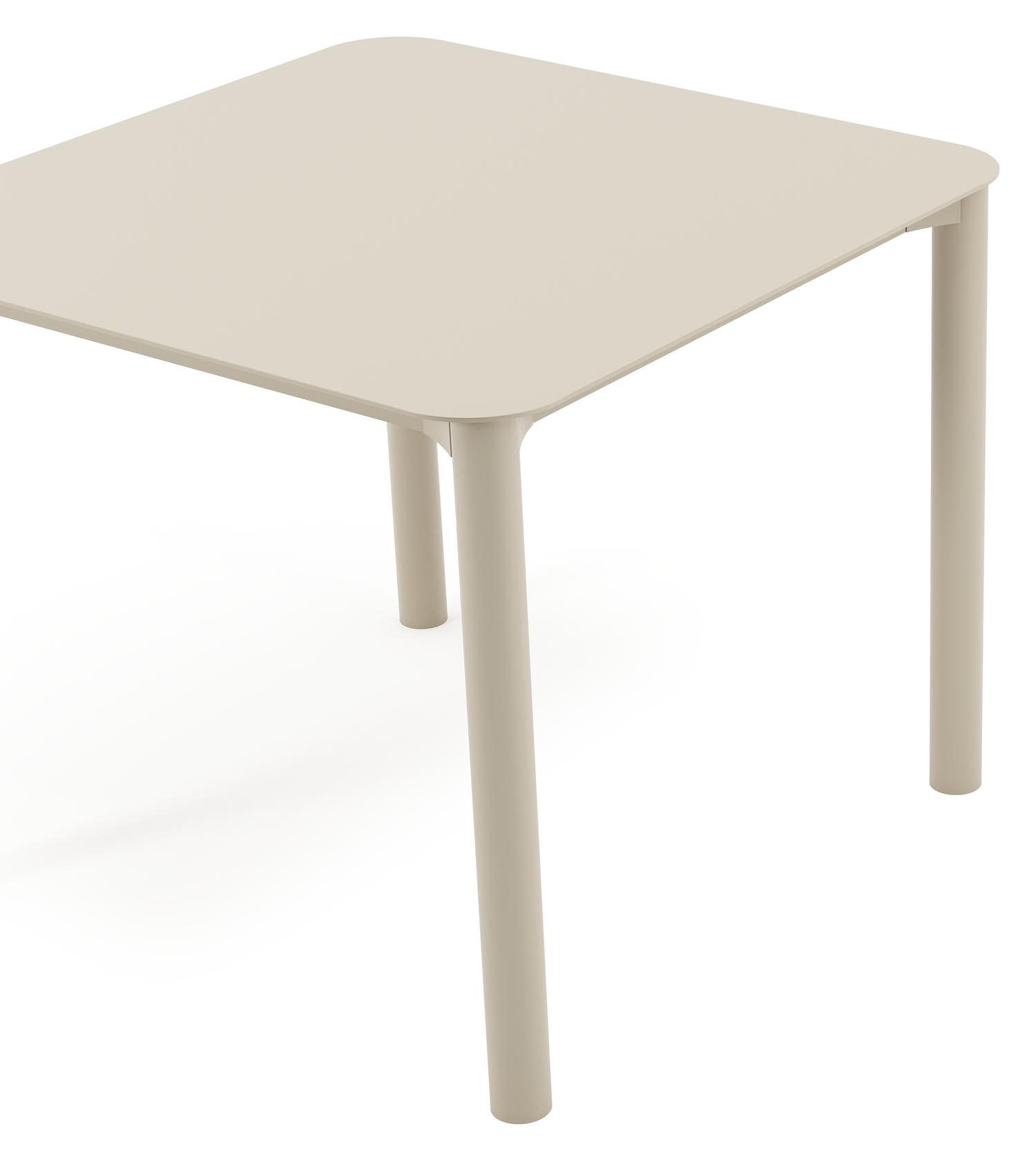 Table de jardin Orso carré arrondi en aluminium beige - Lg. 90 x Lrg. 90 x Haut. 75 cm