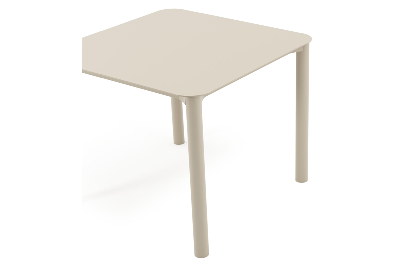 Table de jardin Orso carré arrondi en aluminium beige - Lg. 90 x Lrg. 90 x Haut. 75 cm