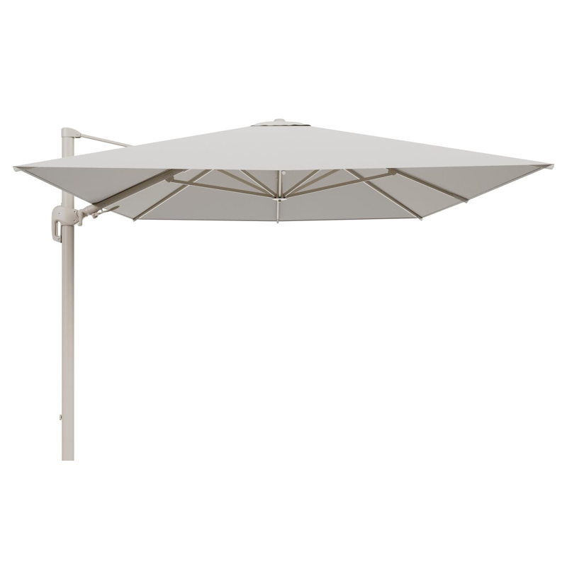 Rufina zweefparasol tiltfunctie in beige aluminium en parasoldoek in All Weather Sunbrella® Luxe Lopi Marble  - L1 400 x L2 300 cm (zonder voet)