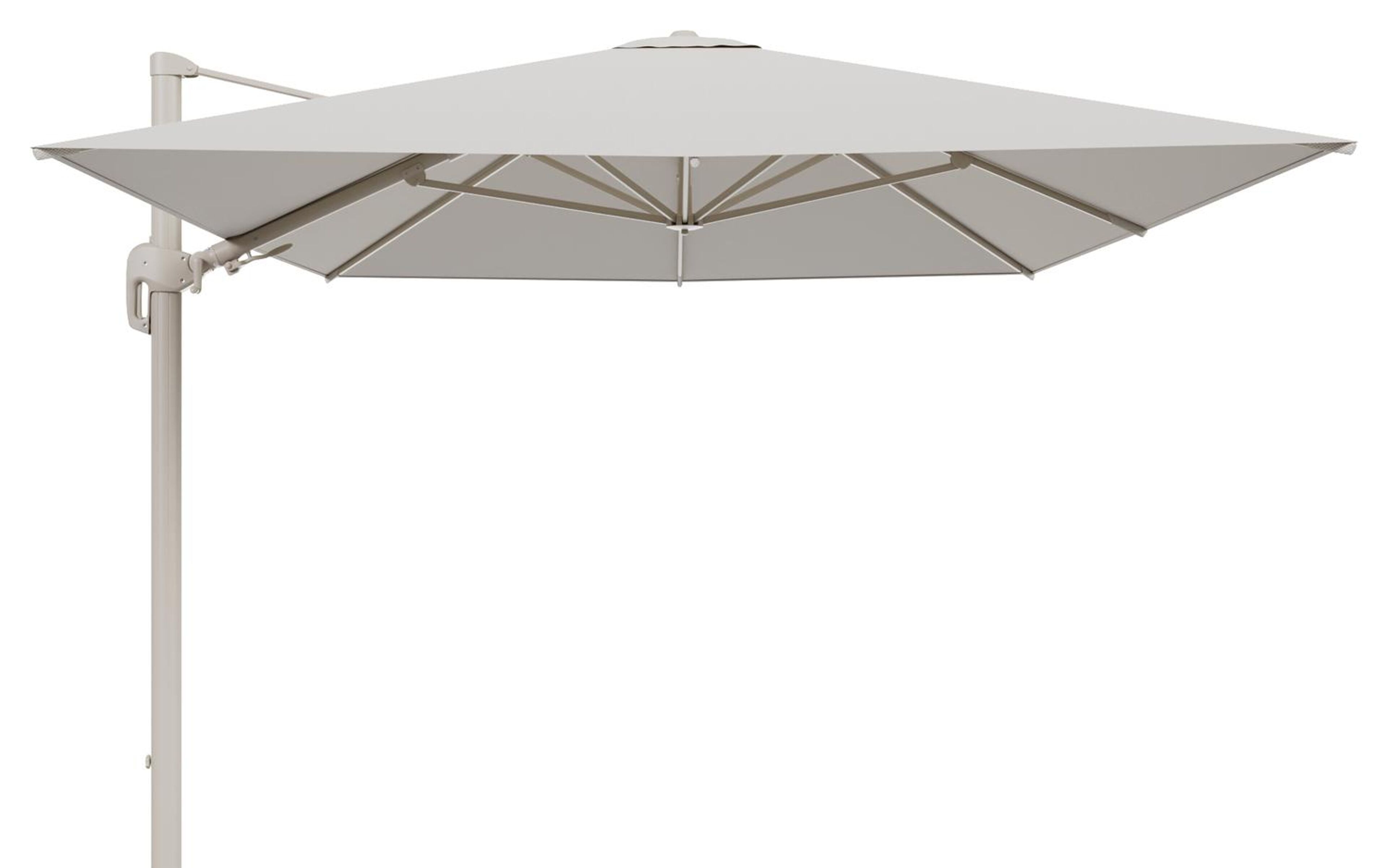 Rufina zweefparasol tiltfunctie in beige aluminium en parasoldoek in All Weather Sunbrella® Luxe Lopi Marble  - L1 400 x L2 300 cm (zonder voet)
