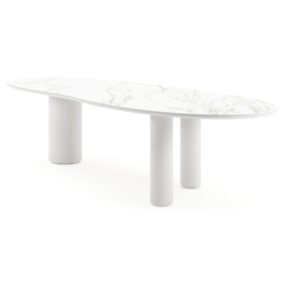 Amico tuintafel organisch in wit aluminium en volkeramiek Calacatta - L 320 x B 120 x H 73.5 cm