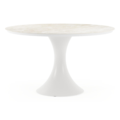 Fano tuintafel rond in wit aluminium en volkeramiek Rapolano dia. 130 cm