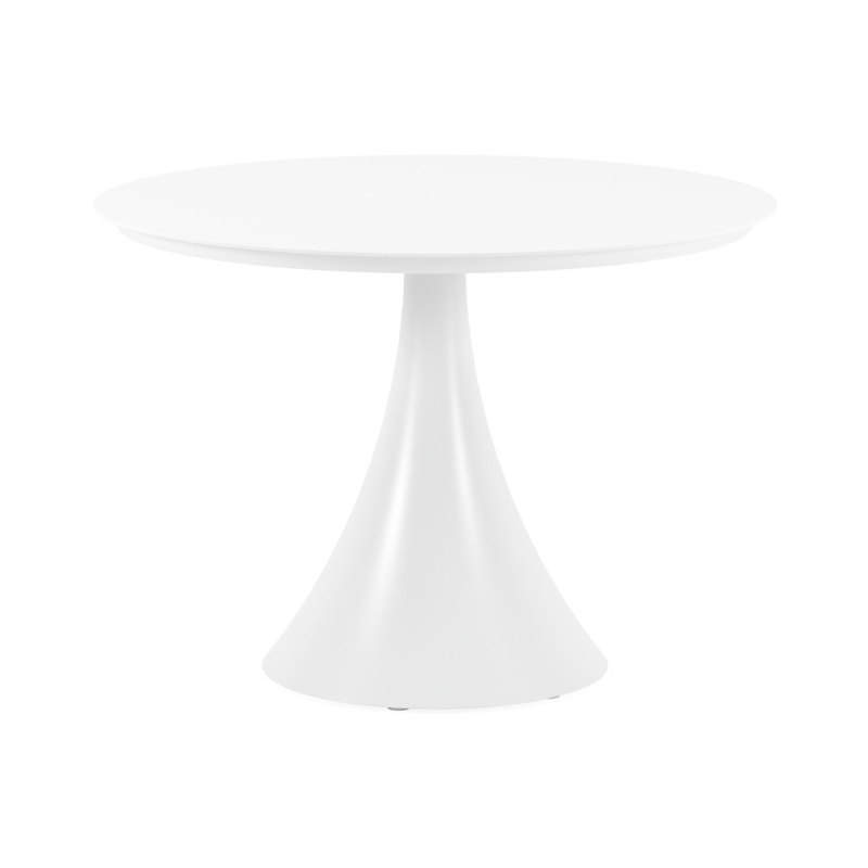 Fano tuintafel in wit aluminium en volkeramiek arctic white - Dia. 110 x H 75 cm