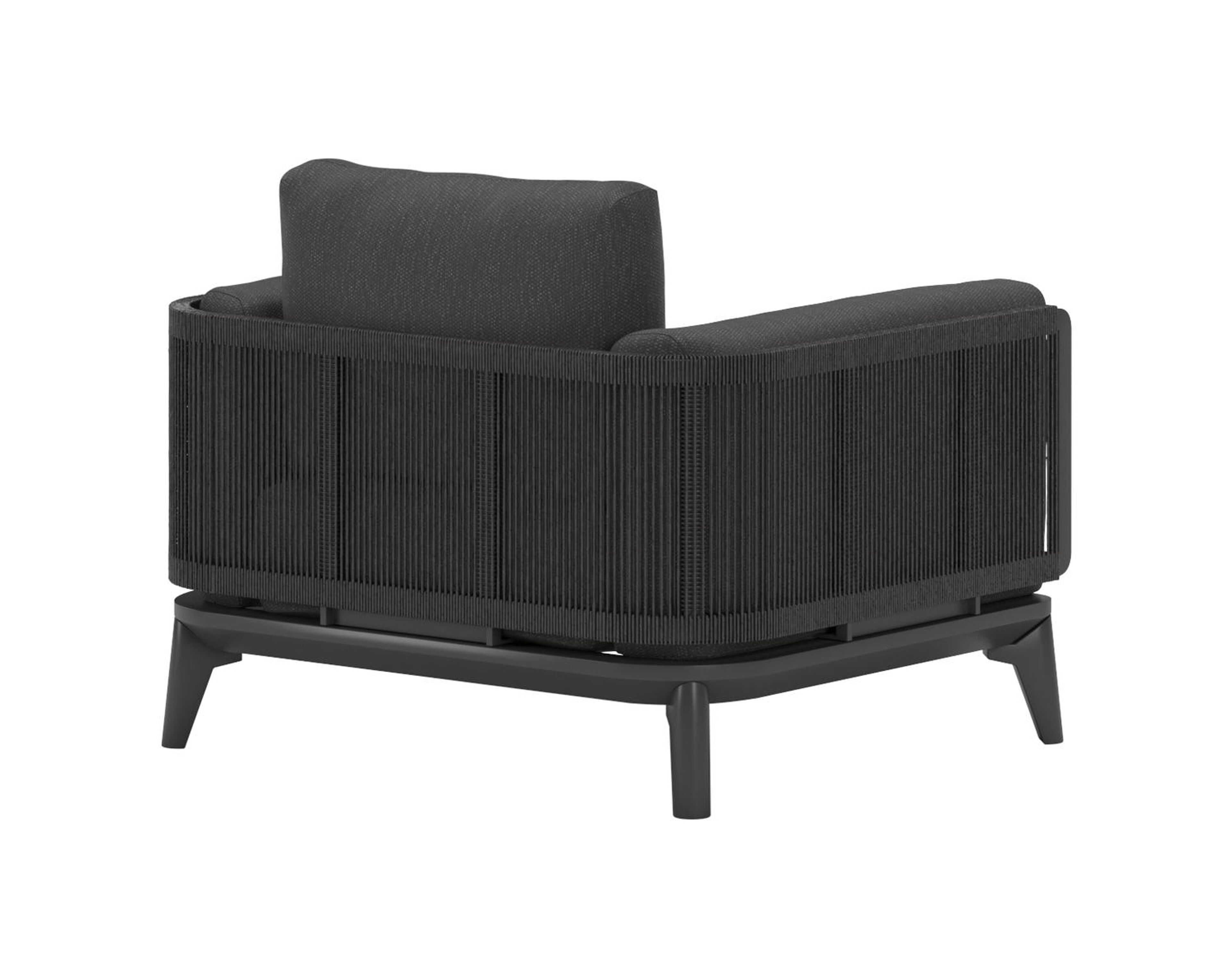 Set van 2 Mosa loungestoelen 2 x 1-zit in zwart aluminium en zwart gedraaide ronde wicker met sky black weather+ softtouch kussen