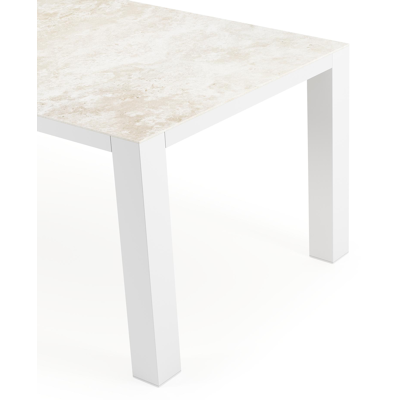 Table de jardin Nano rectangulaire en aluminium blanc et céramique pleine Rapolano Lg. 200 x Lrg. 100 cm