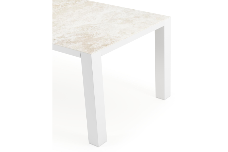 Table de jardin Nano rectangulaire en aluminium blanc et céramique pleine Rapolano Lg. 200 x Lrg. 100 cm