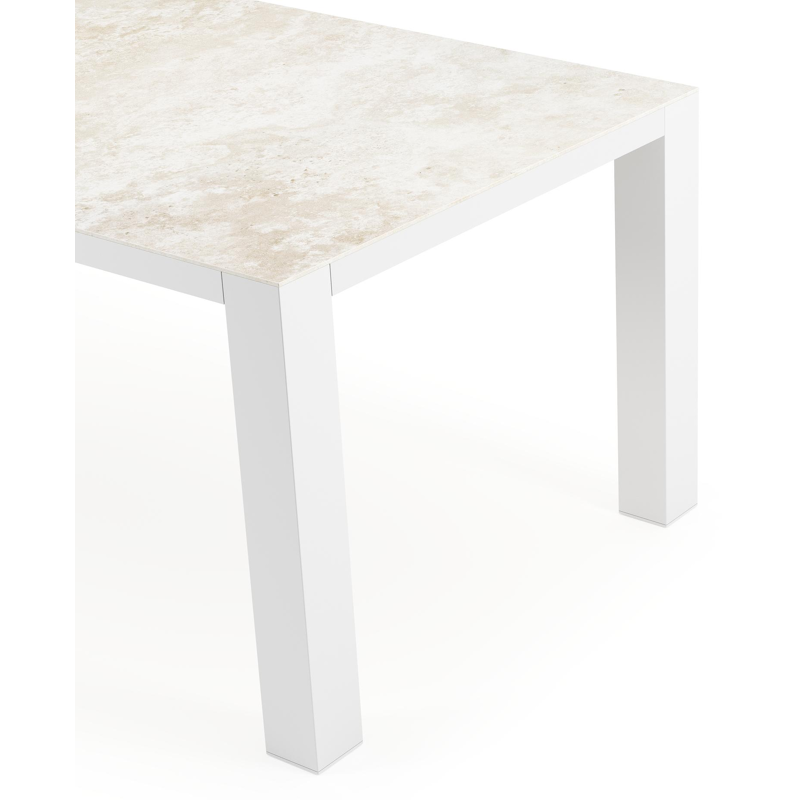 Nano tuintafel rechthoekig in wit aluminium en volkeramiek Rapolano L 200 x B 100 cm