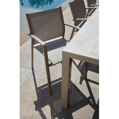 Lago stapelbare tuinstoel cappuccino - aluminium en textilene