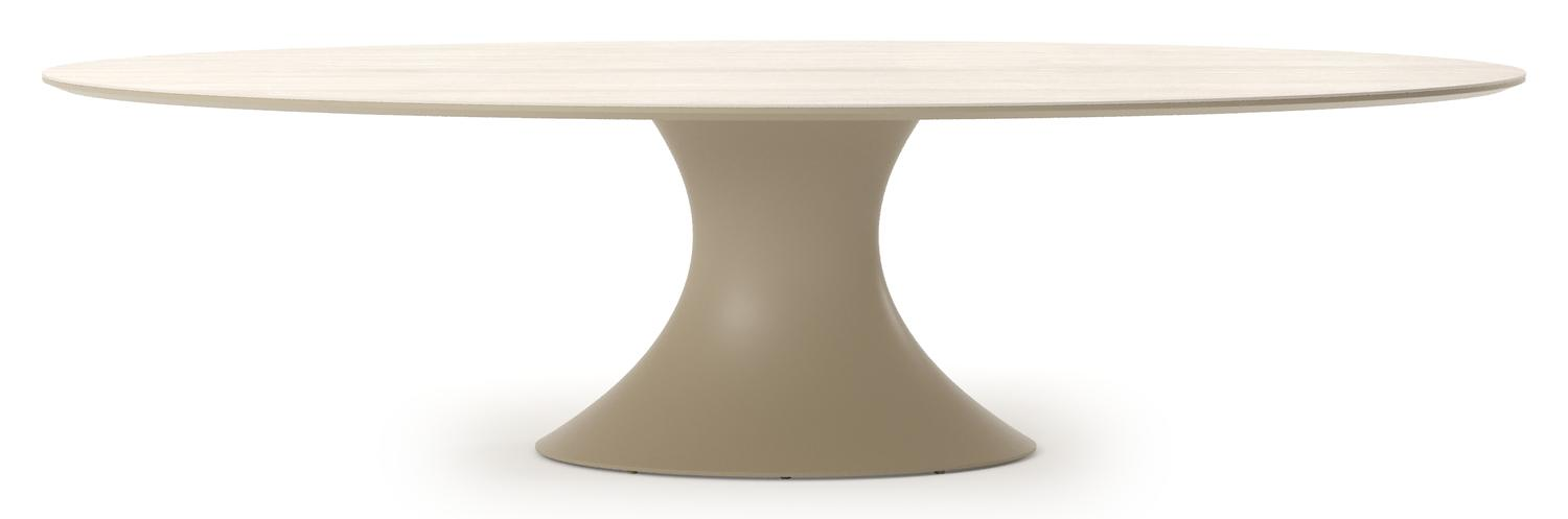 Fano tuintafel ovaal in beige aluminium en volkeramiek Travertino Bianco - L 288 x B 148 x H 75 cm