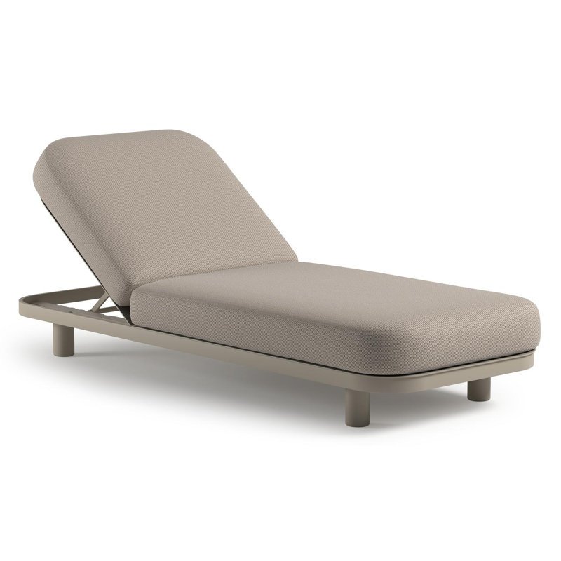 Chaise longue réglable Donato en aluminium beige avec All Weather Sunbrella® luxe lopi fossil coussin