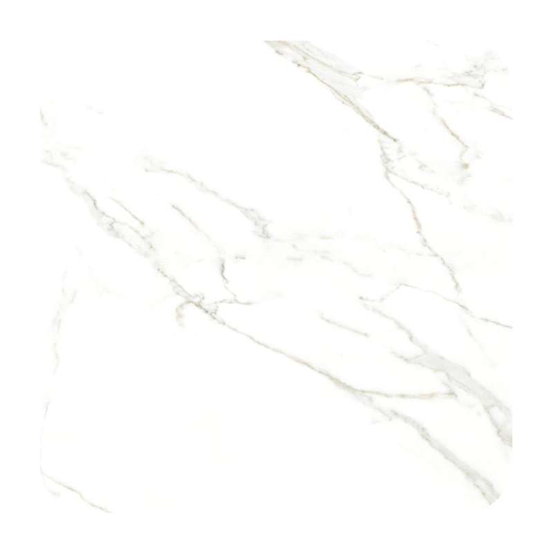 Table de jardin Orso rectangulaire arrondi en aluminium beige et céramique pleine Calacatta - Lg. 90 x Lrg. 90 x Haut. 74.5 cm