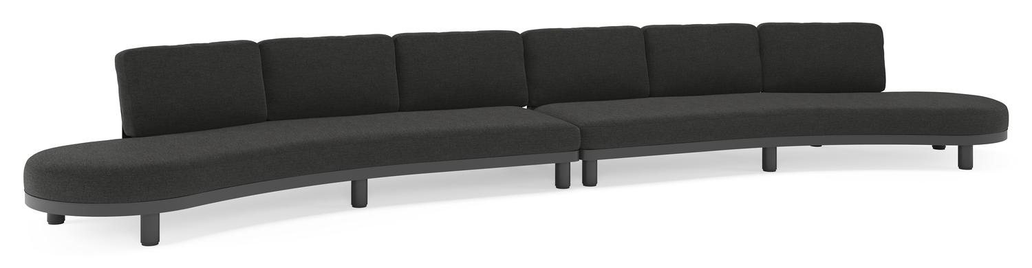 Canapé de jardin Donato en aluminium noir et coussins en all weather sunbrella® luxe Chartres Sooty