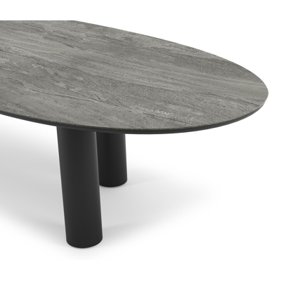 Organo tuintafel organisch in zwart aluminium en volkeramiek aspen grey - L 320 x B 120 x H 74 cm