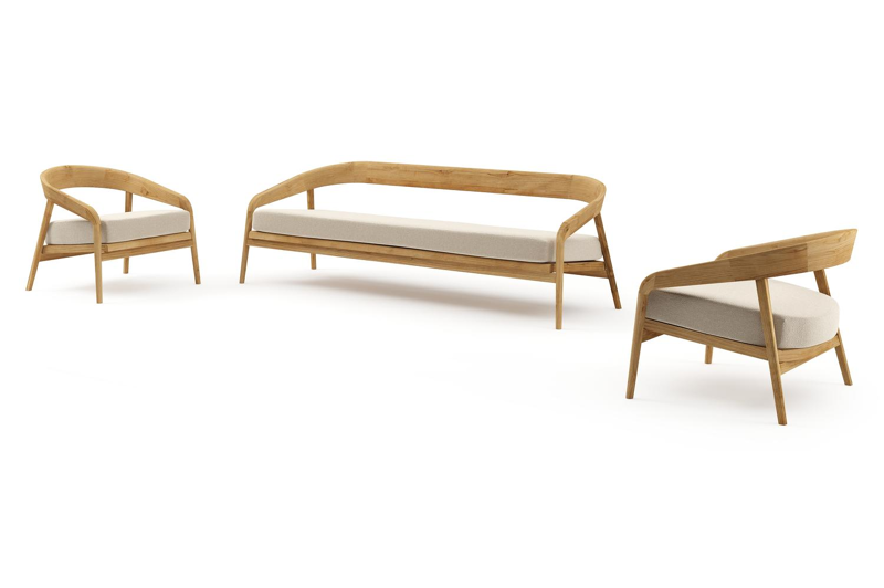 Lacrima loungeset in teak met althea chalk all weather Cosytica kussen