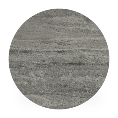 Fano low dining low dining loungetafel rond in wit aluminium en volkeramiek Aspen Grey - Dia. 65 x H 55 cm