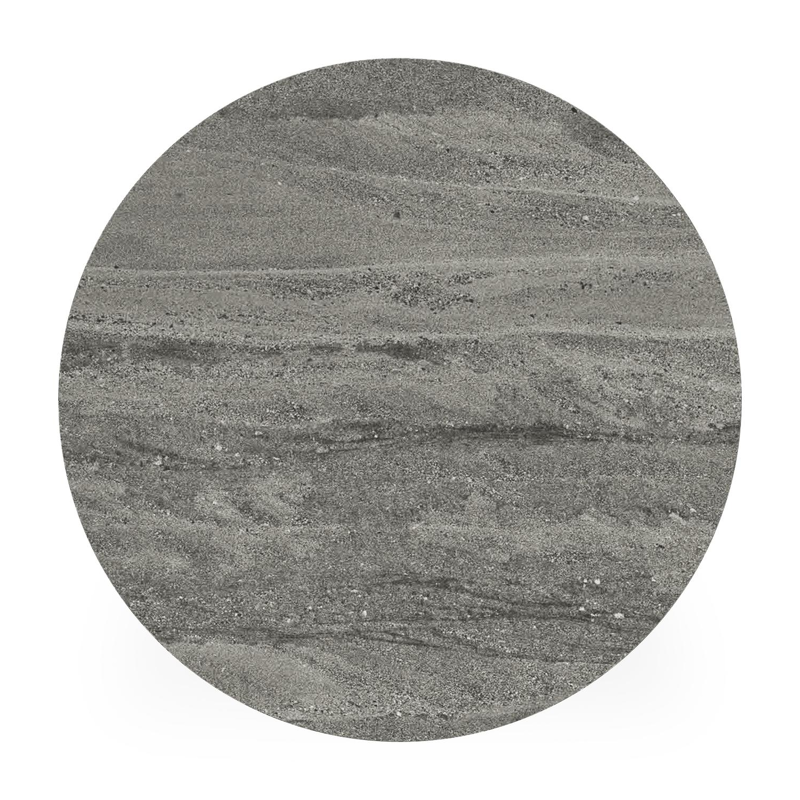 Fano low dining low dining loungetafel rond in wit aluminium en volkeramiek Aspen Grey - Dia. 65 x H 55 cm