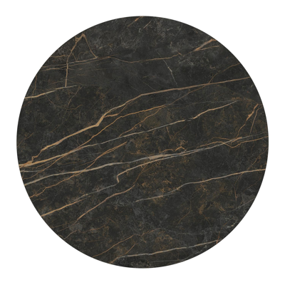 Fano low dining loungetafel rond in beige aluminium en volkeramiek Black Obsession - Dia. 85 x H 55 cm