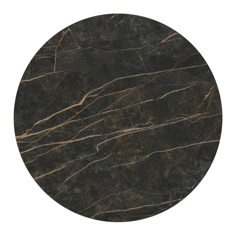 Fano low dining loungetafel rond in beige aluminium en volkeramiek Black Obsession - Dia. 85 x H 55 cm