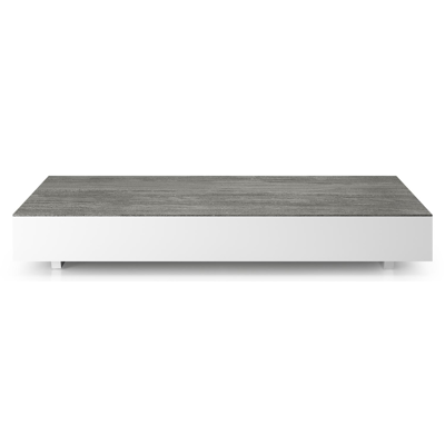 Como loungetafel rechthoekig in wit aluminium en volkeramiek Aspen Grey - L 140 x B 80 x H 20 cm
