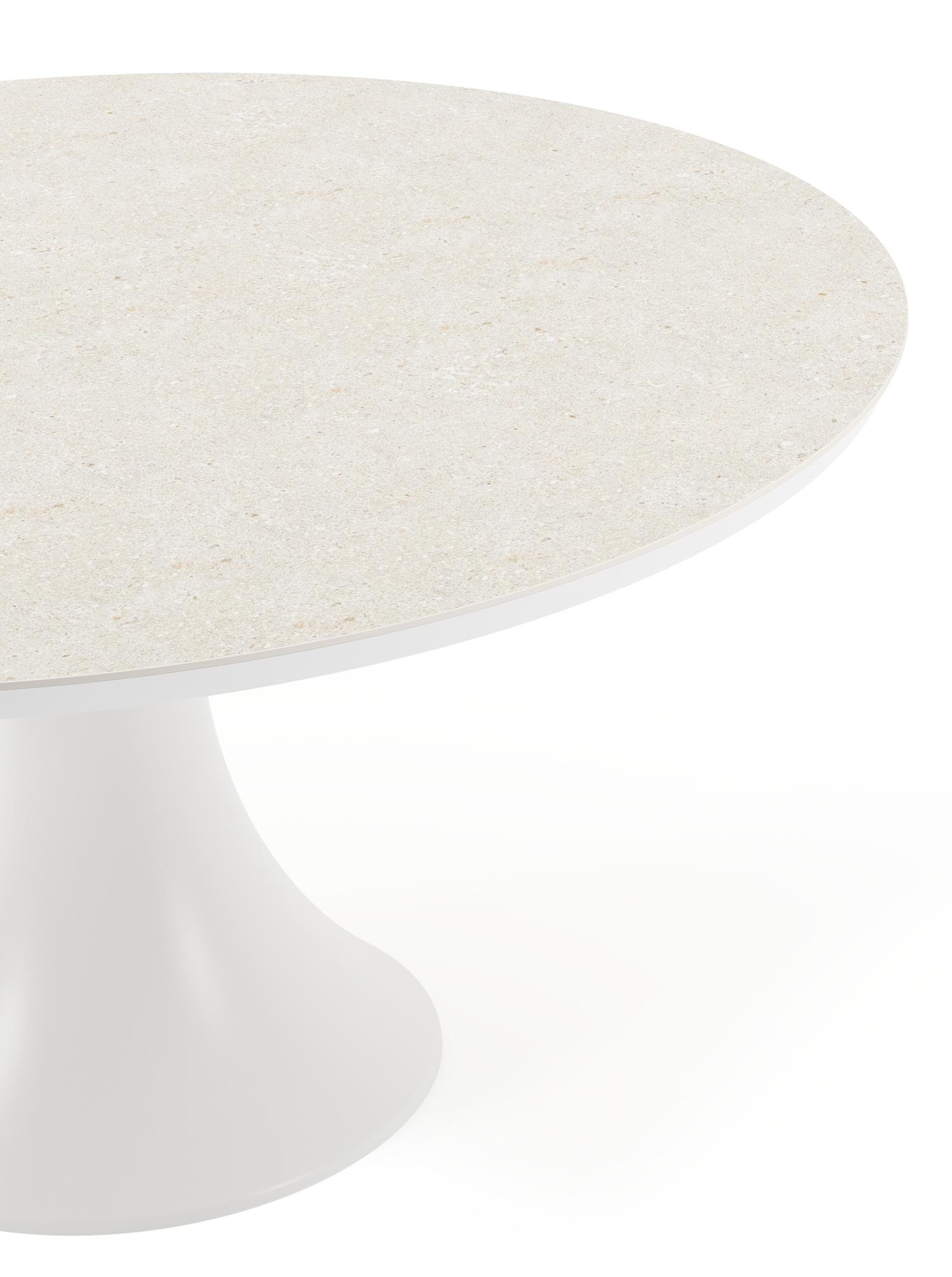 Fano tuintafel rond in wit aluminium en volkeramiek shilin - Dia. 148 x H 75 cm