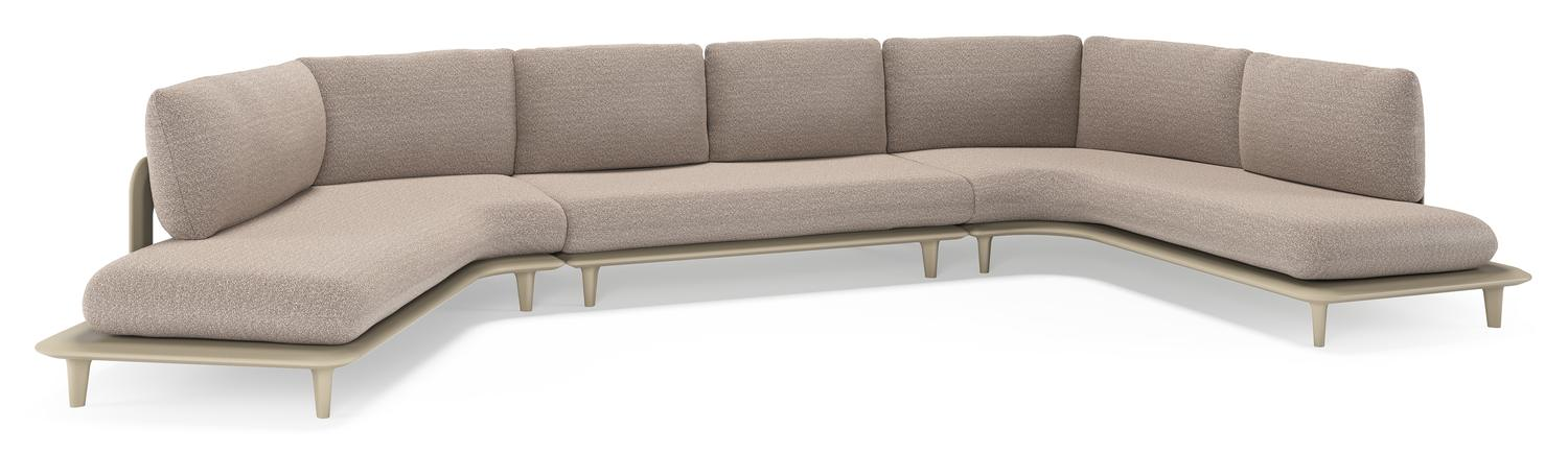 Bomero loungehoek in beige aluminium met wander manioc all weather sunbrella® luxe kussen