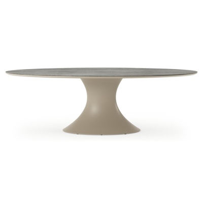 Table de jardin Fano ovale en aluminium beige et céramique pleine Aspen Grey - Lg. 240 x Lrg. 135 x Haut. 75 cm