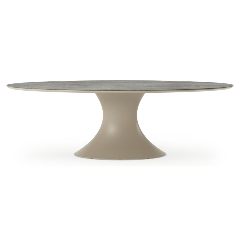 Fano tuintafel ovaal in beige aluminium en volkeramiek Aspen Grey - L 240 x B 135 x H 75 cm