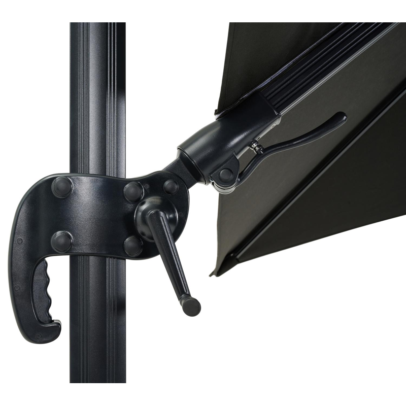 Avola zweefparasol met tiltfunctie in zwart aluminium met zwart weather+ softtouch parasoldoek - L1 300 x L2 300 cm (zonder voet)