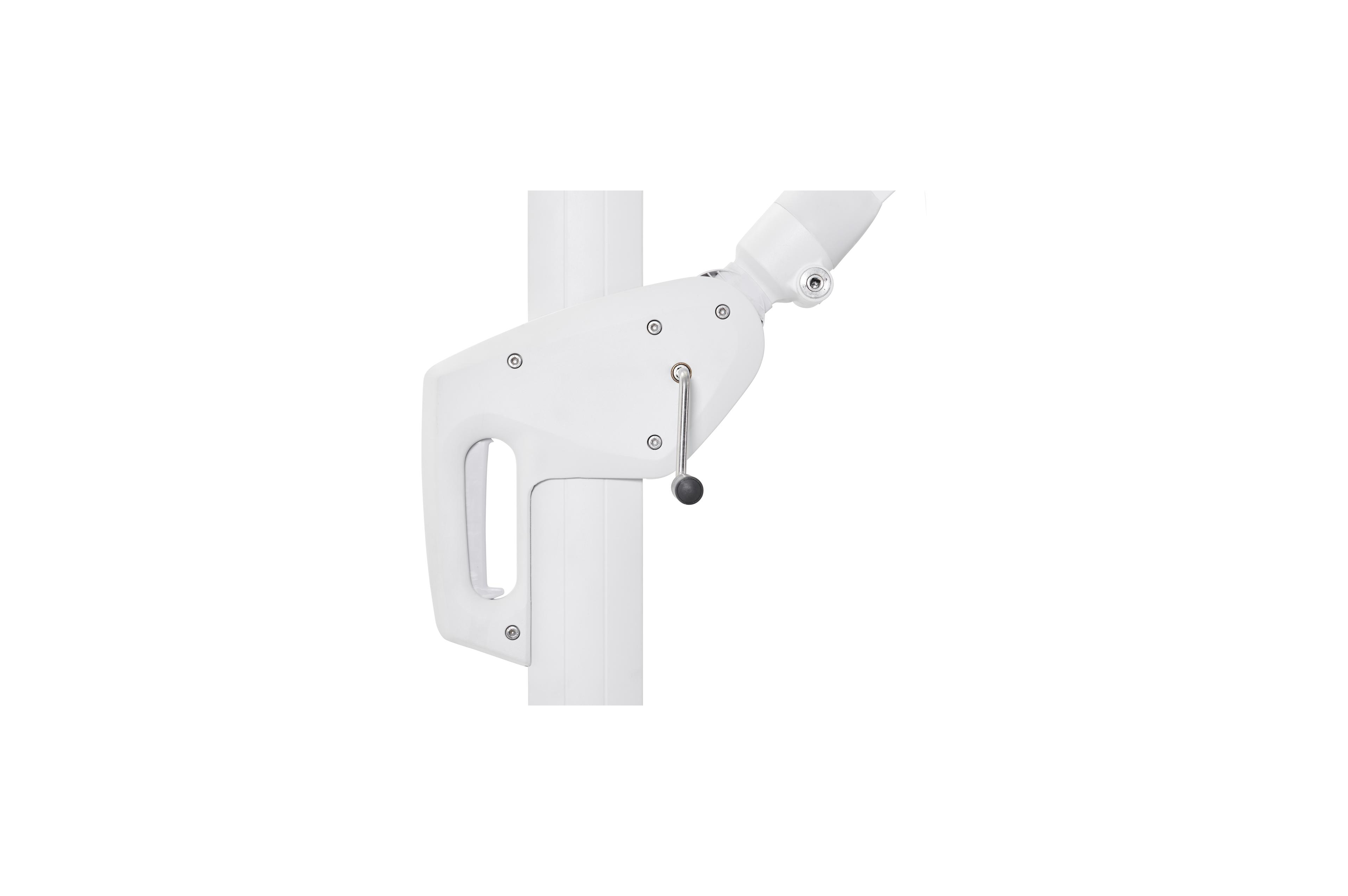 Minore zweefparasol met tiltfunctie in wit aluminium met savane nimbus all weather sunbrella® luxe parasoldoek - L1 400 x L2 300 cm (zonder voet)