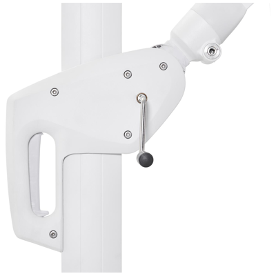 Minore zweefparasol met tiltfunctie in wit aluminium met savane nimbus all weather sunbrella® luxe parasoldoek - L1: 300 x L2: 400 cm (met voet)