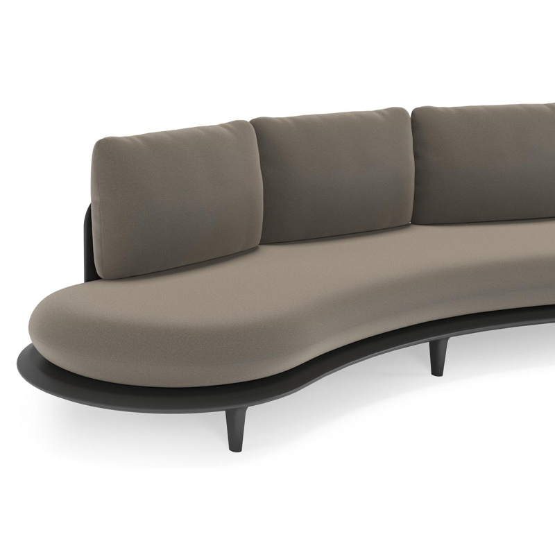 Bomero loungebank in zwart aluminium met natte carbon beige all weather sunbrella® luxe kussen