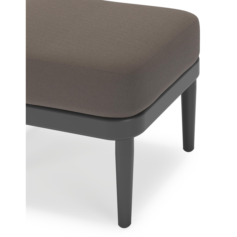 Pouf Orso en aluminium noir et coussins en all weather sunbrella® luxe Natte Nature Grey