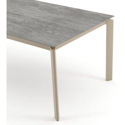 Cirello tuintafel rechthoekig in beige aluminium en volkeramiek Aspen Grey - L 200 x B 100 x H 74.5 cm