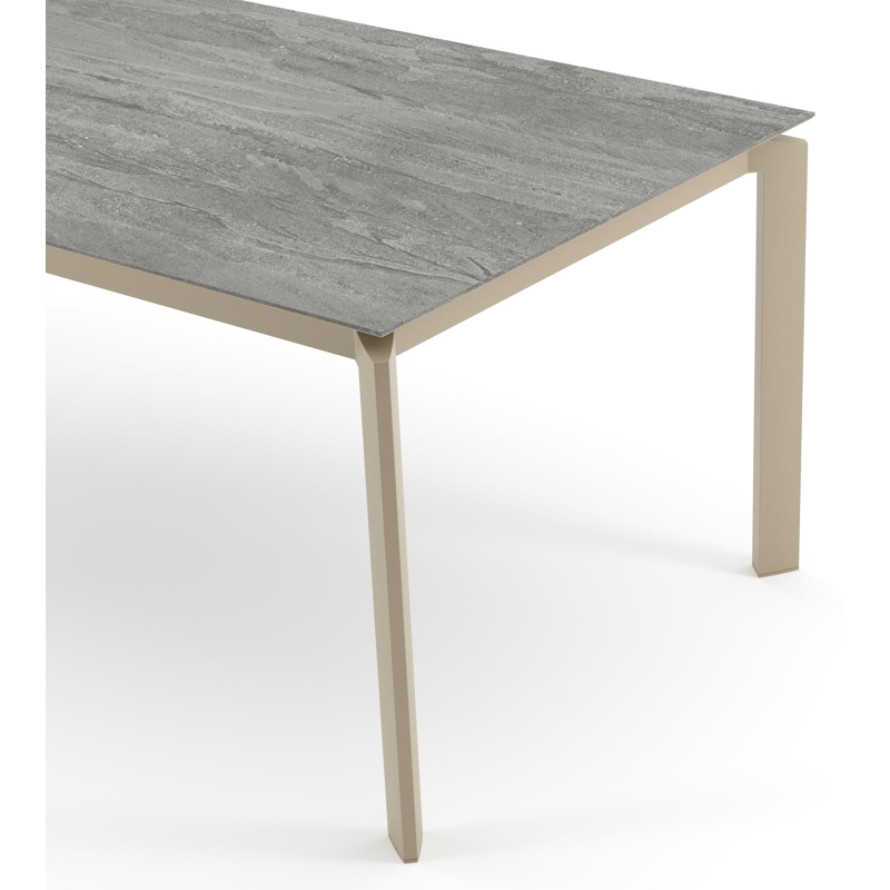Cirello tuintafel rechthoekig in beige aluminium en volkeramiek Aspen Grey - L 200 x B 100 x H 74.5 cm
