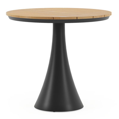 Fano tuintafel in zwart aluminium en teak - Dia. 85 x H 75 cm